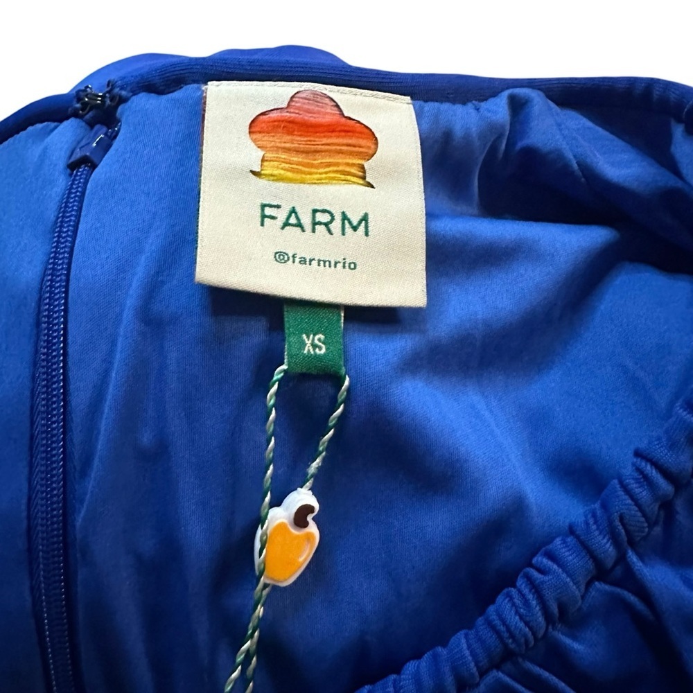 FARM Rio Bright Blue Long Sleeve Midi Dress Size XS NWT - Picture 12 of 14